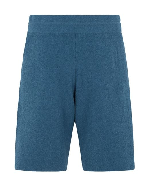 Roberto Collina Blue Sponge Drawstring Bermuda Shorts for men