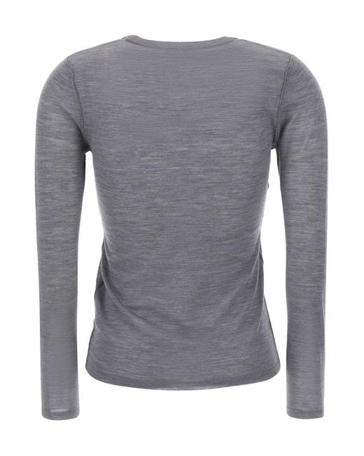 Aspesi Gray Crew-Neck Long-Sleeve Knit Top