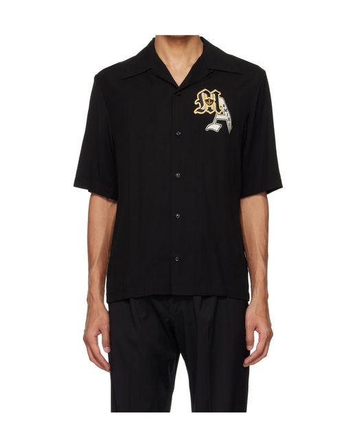 Amiri Black Varsity Patch Camp Logo Shirt for men