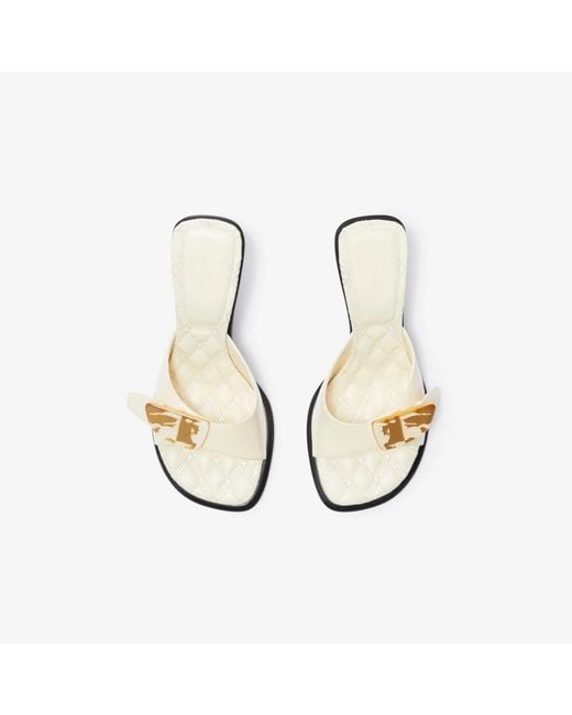Burberry White Bay Leather Mules