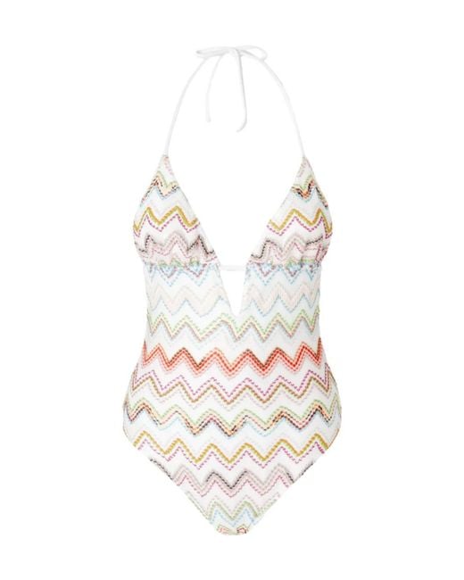 Missoni White Patterned One-Piece Swimsuit