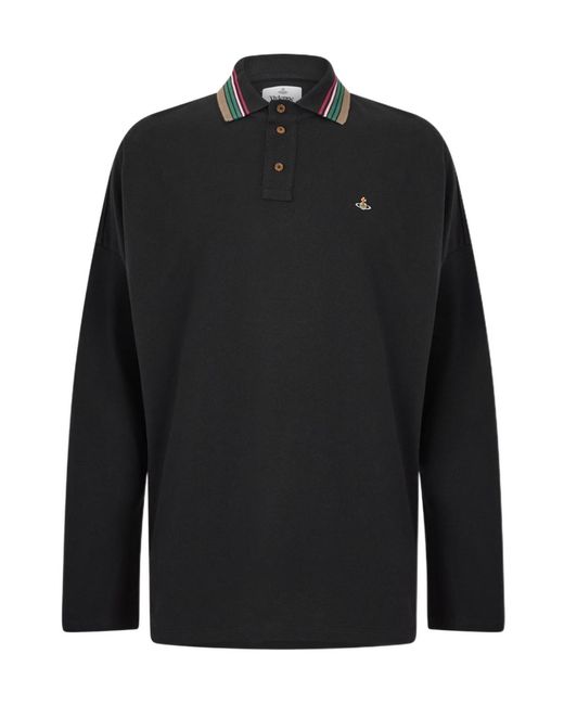 Vivienne Westwood Black Long-Sleeved Polo Shirt for men