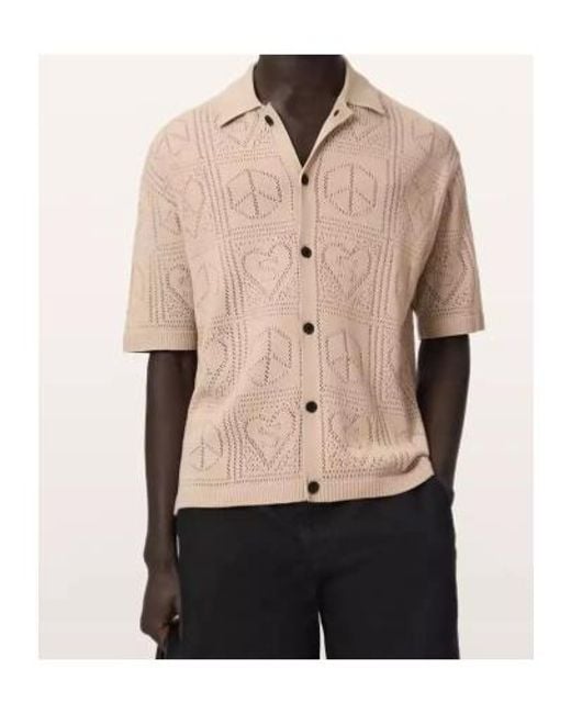 AllSaints Natural Arktx Perforated-Knit Short-Sleeve Cardigan for men