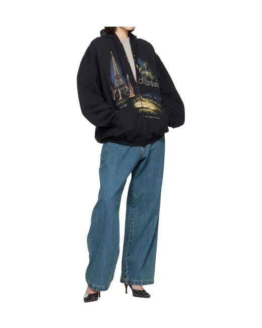 Vetements Blue Paris Tourist Zip-Up Hoodie for men