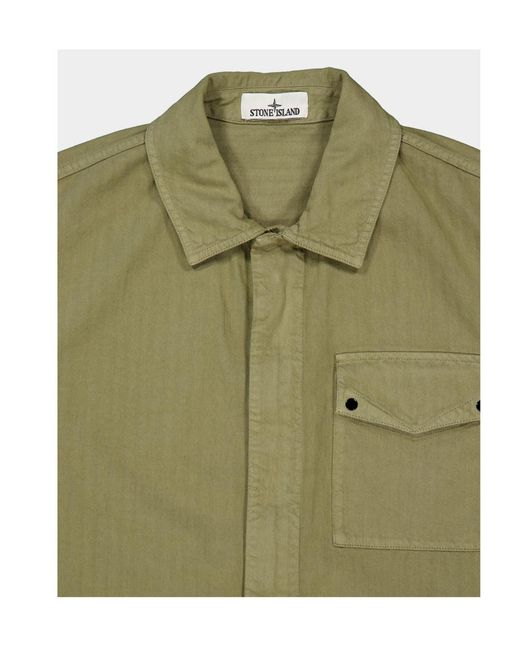 Stone Island Green Casual Shirt-Style Jacket for men