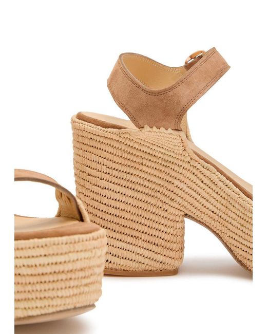 Gabriela Hearst Natural Suede And Raffia Platform Sandals