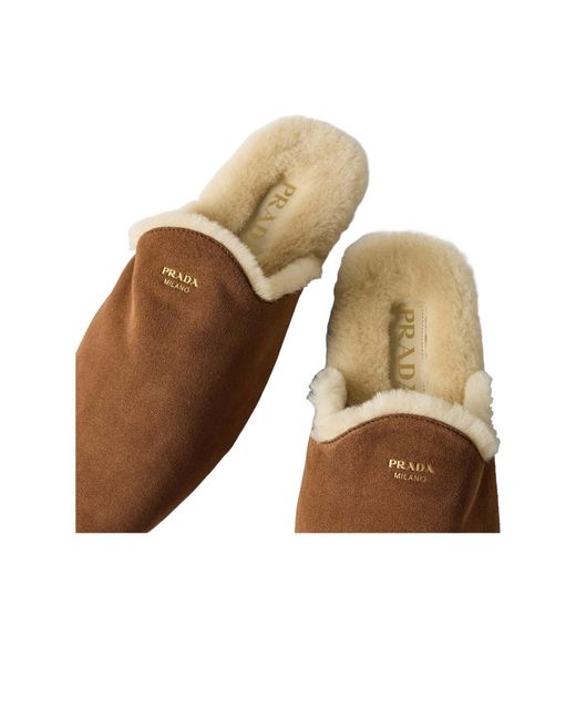 Prada Brown Flat Slippers