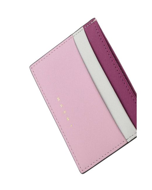 Marni Pink Colour-Block Logo Cardholder