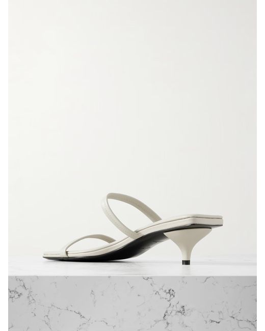 St. Agni White Leather High-Heeled Sandals