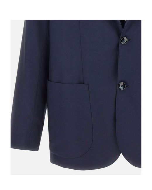 Barba Napoli Blue Three-Button Blazer for men