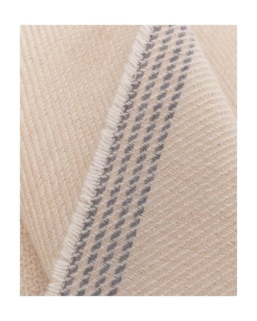 Brunello Cucinelli Natural Contrast-Trim Frayed Scarf for men