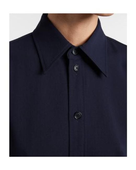 Ralph Lauren Blue Belted Wool Midi Dress