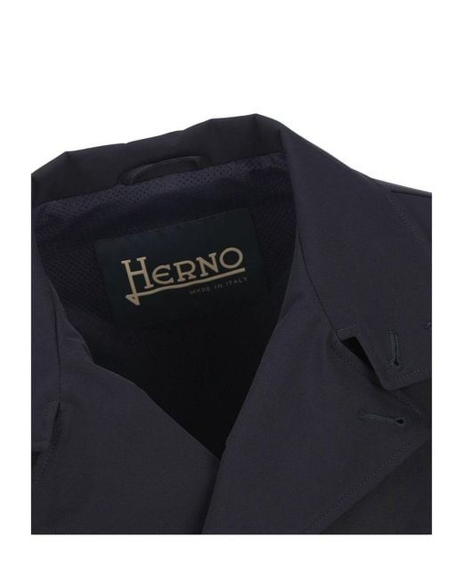 Herno Blue Double-Breasted Long-Sleeved Jacket for men
