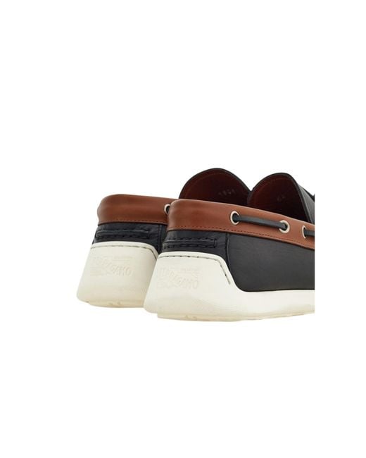 Ferragamo Brown Round Toe Loafers for men