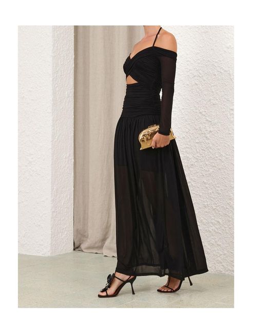 Zimmermann Black Halterneck Cut-Out Dress