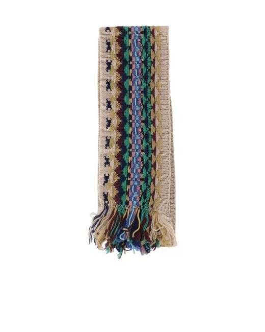 Dries Van Noten Blue Tasseled Scarf