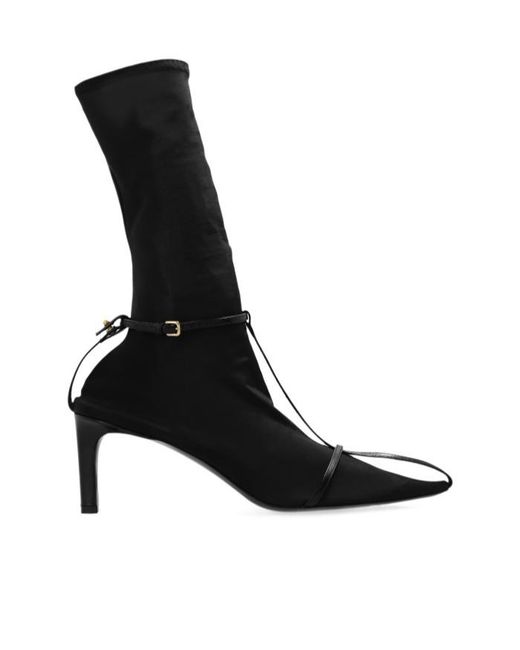 Jil Sander Black Leather-Trim Sock Boots