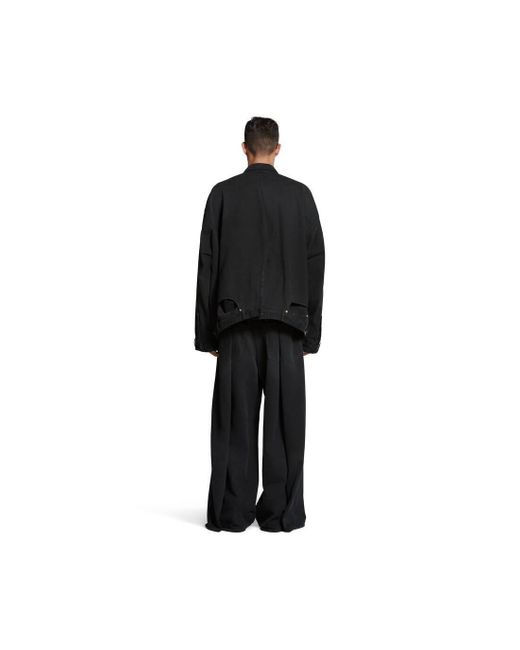 Balenciaga Black Deconstructed Straight Hem Denim Jacket for men