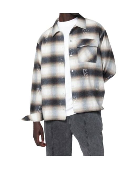 Represent Gray Checked Flannel Shirt for men
