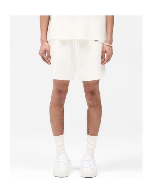 Represent White Waffle Shorts for men