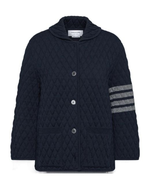 Thom Browne Blue 4 Bar Stripes Quilted Jacket