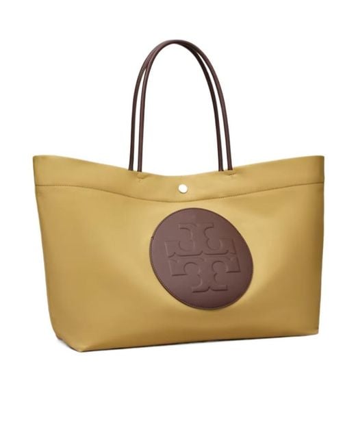 Tory Burch Yellow Ella Twist Logo Top Handle Bag