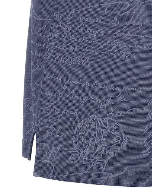 Berluti Blue Lapel Short-Sleeved Polo Shirt for men