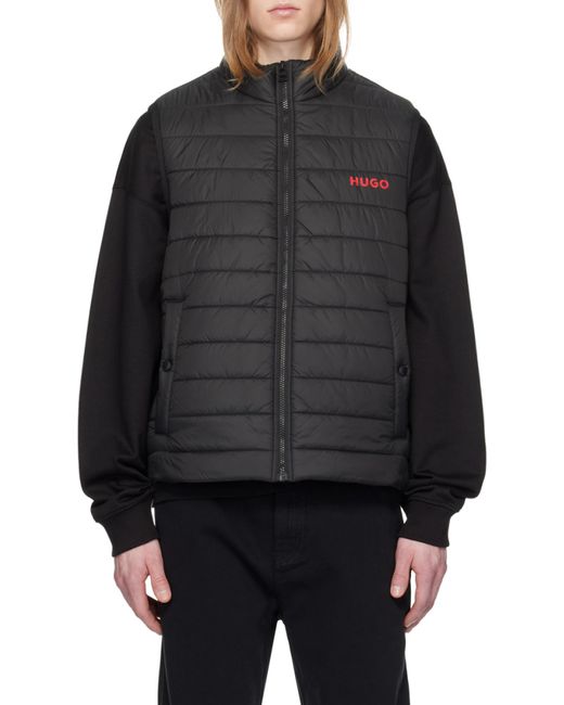 Boss Blue Hugo Logo Printed Padded Vest for men