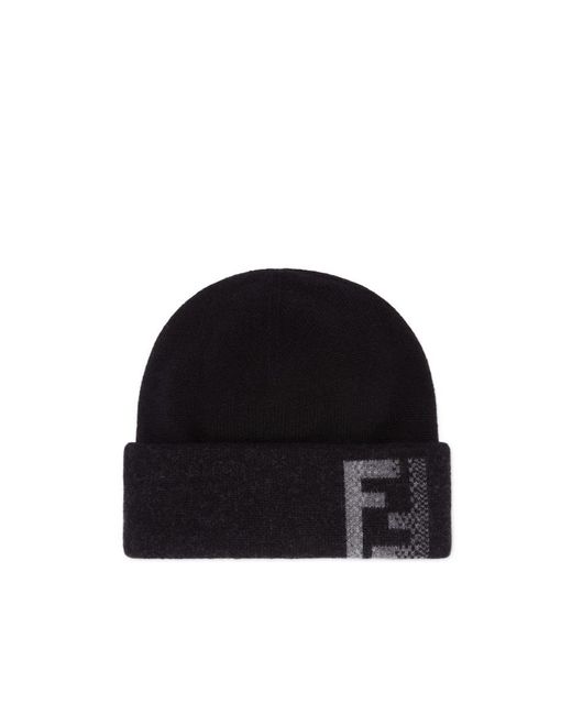 Fendi Black Wool Hat for men