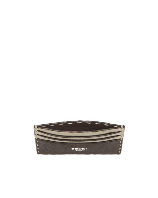 Fendi White Selleria Stitch Detailed Card Holder for men