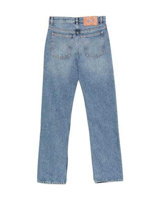 Off-White c/o Virgil Abloh Blue Logo Patch Straight Leg Jeans