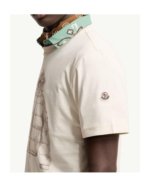 Moncler Natural Printed Cotton T-Shirt for men