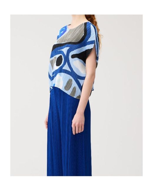 Pleats Please Issey Miyake Blue Roll Top