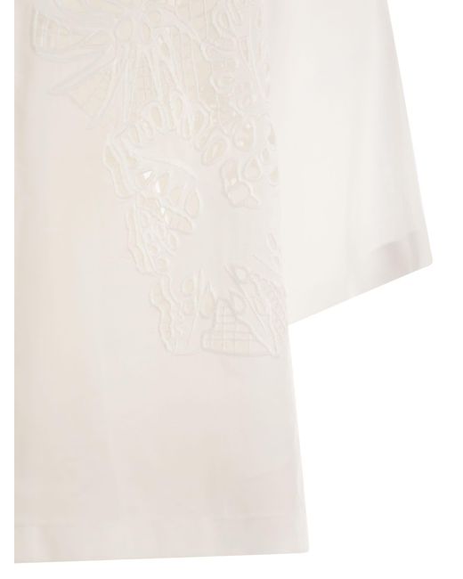 Max Mara White Studio Legno Embroidered Button-Up Shirt