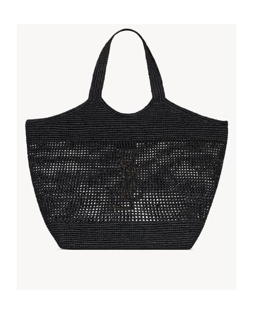 Saint Laurent Black Icare Logo Plaque Tote Bag