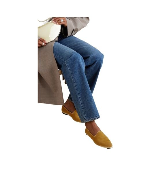 Aeyde Brown Solid Velvet Loafers