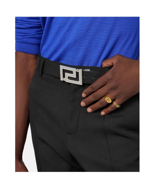 Versace Metallic Greek Pattern Ring for men