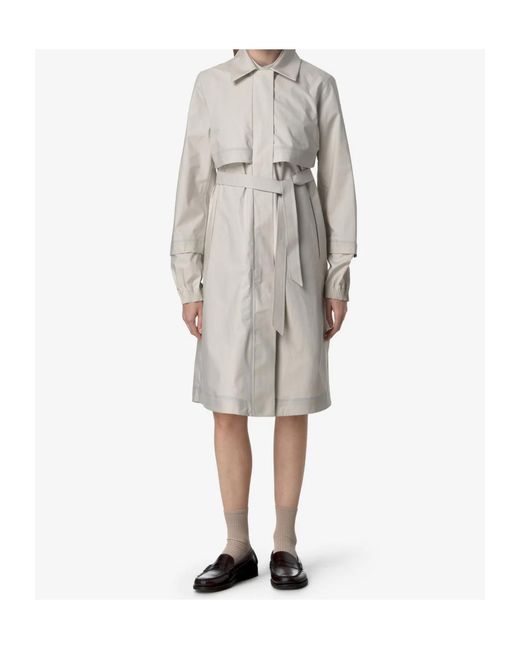 K-Way Gray Poplin Trench Coat