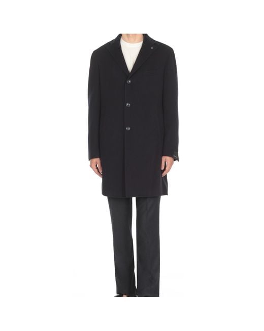 Tagliatore Blue Long Sleeve Single-Breasted Coat for men
