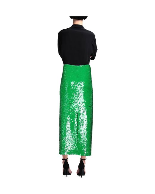 Tory Burch Green Solid-Color Sequined Tulle Dress