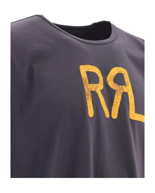 RRL Blue Logo Print T-Shirt for men
