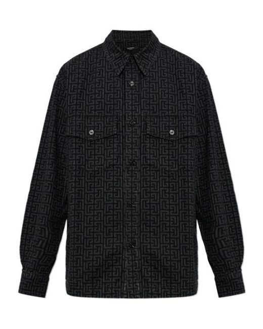 Balmain Blue Long-Sleeved Shirt for men