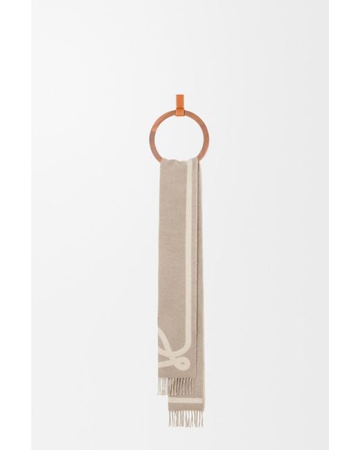 Loewe White Fringed Edge Scarf