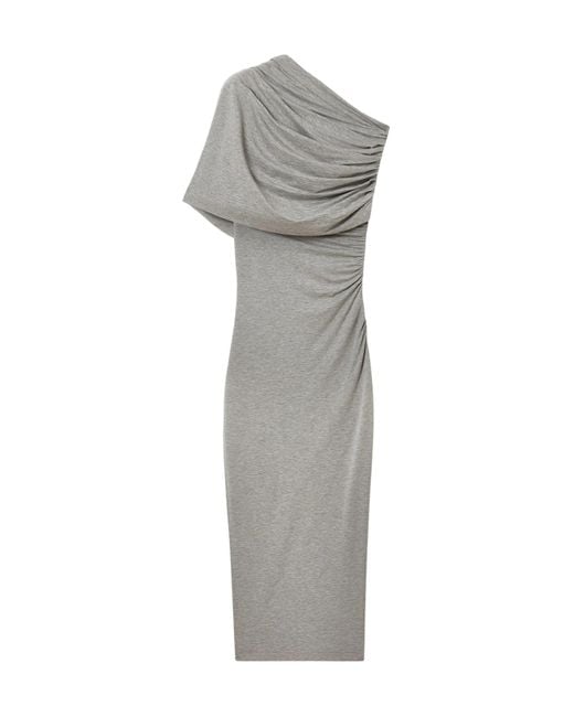 Stella McCartney Gray One Shoulder Twisted Wrap Dress