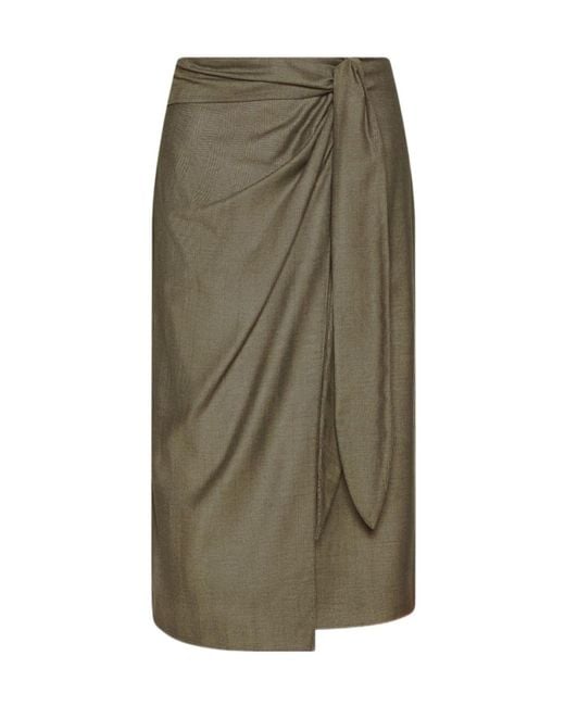 Marella Green Twill Wrap Skirt