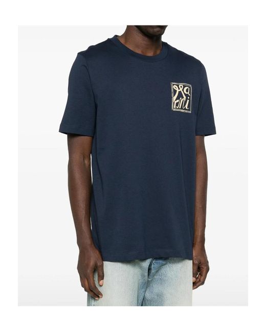 Marni Blue Short Sleeved Crew-Neck T-Shirt for men
