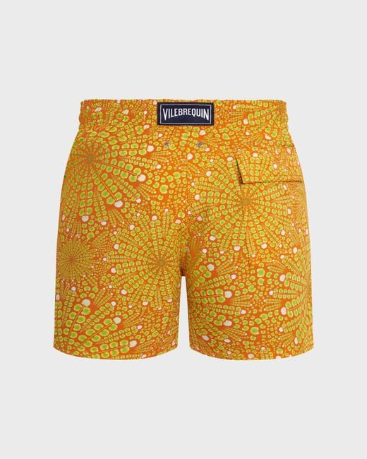 Vilebrequin Yellow Mosaic Urchin Drawstring Swim Shorts for men