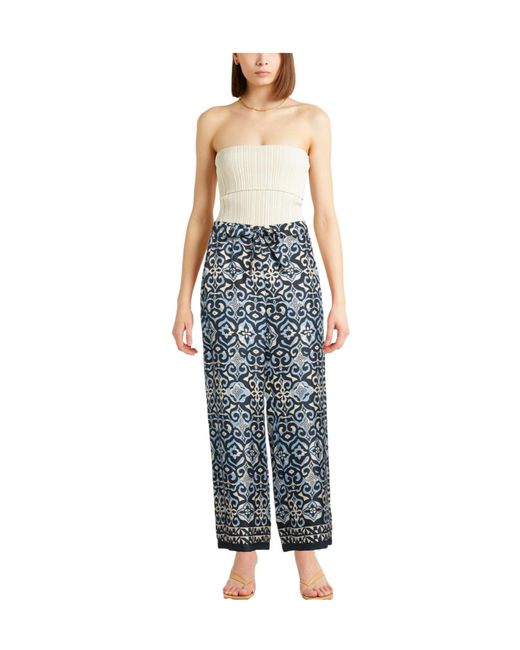 Max Mara Blue Multicolored Wide-Leg Trousers