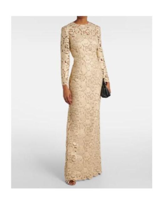 Oscar de la Renta Natural Floral Lace Gown