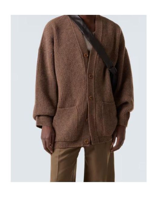 Lemaire Brown Oversized Ribbed-Knit Wool Cardigan for men